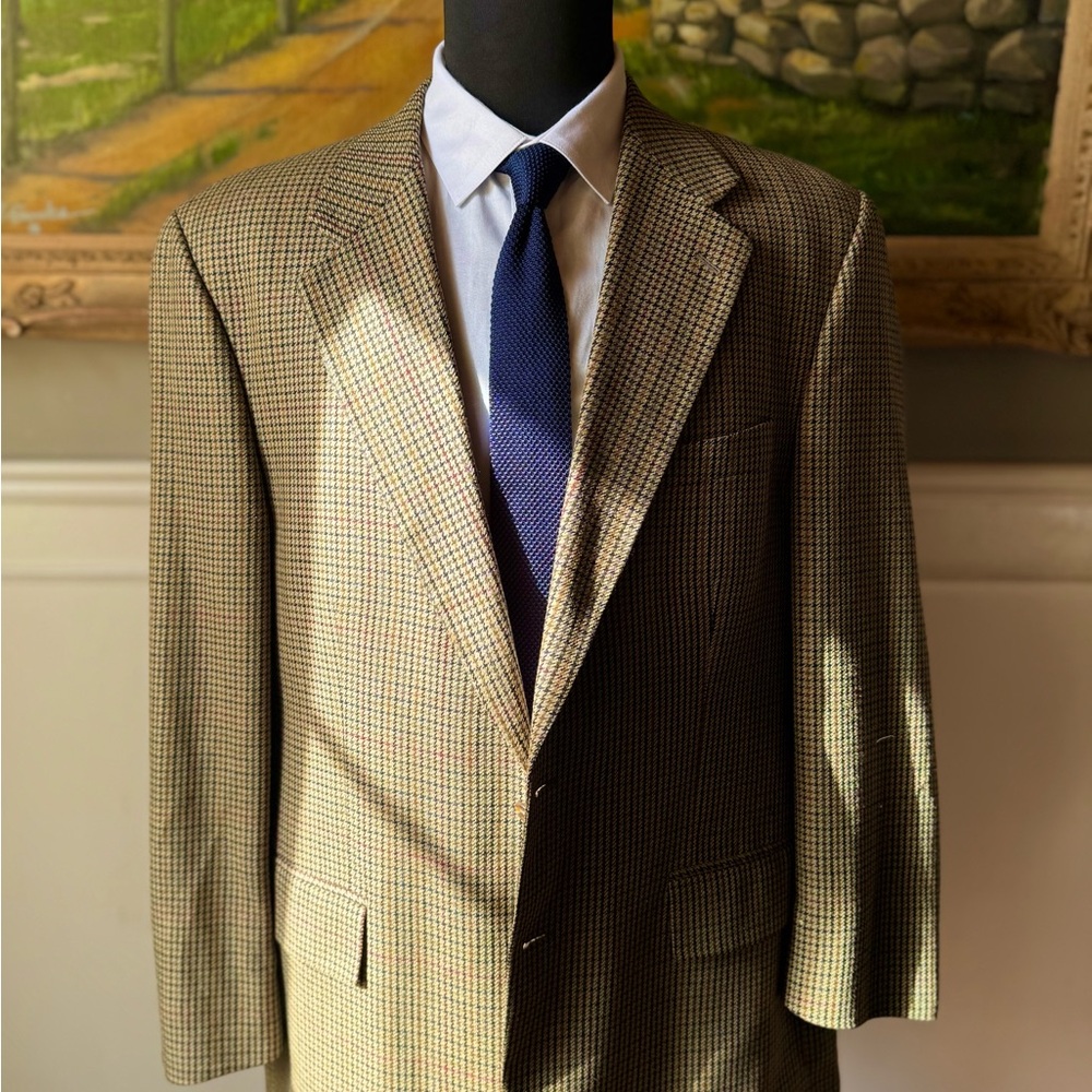 Ralph Lauren CHAPS Tan Houndstooth Blazer
